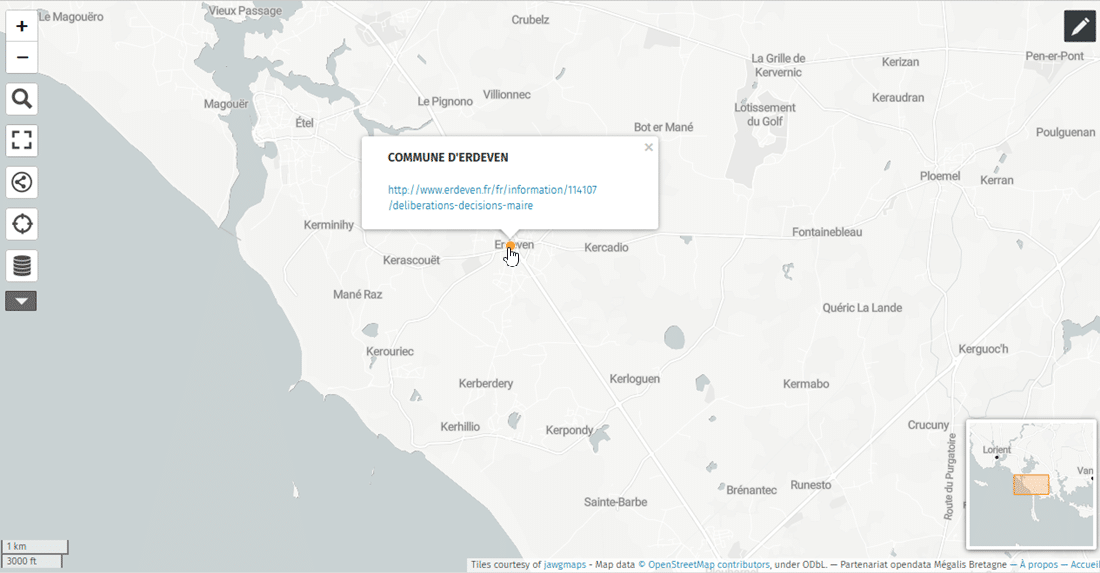 Visualisez le résultat en survolant le point créé pour accéder à l'url