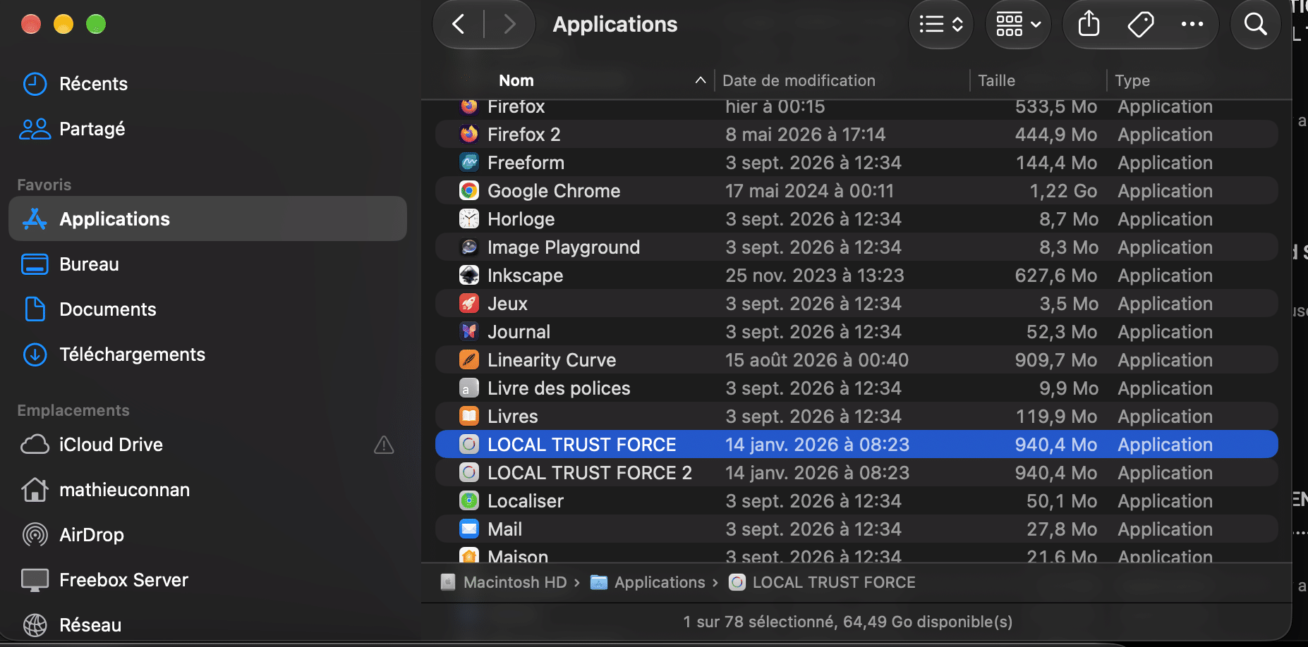 Installation de FORCE sur MACOS - Lancement depuis le dossier Applications