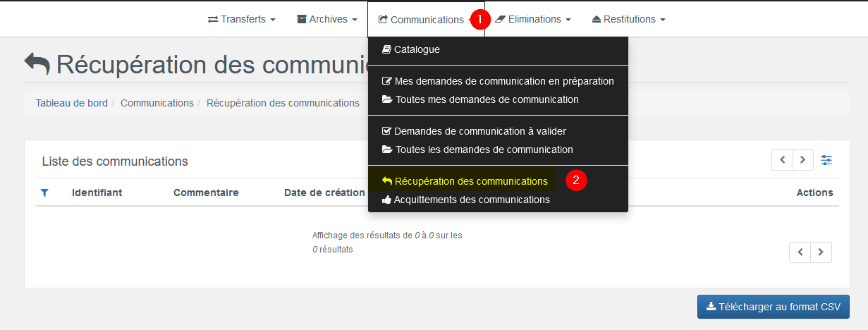 Image récupération des demandes de communications